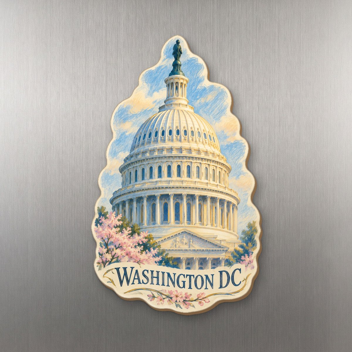 She's Choosing Washington DC Magnet | Colored Pencil over Gouache | S244-M