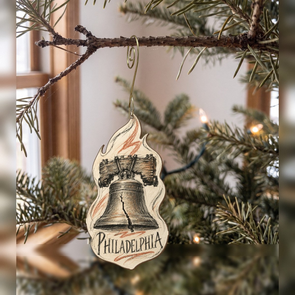 She's Choosing Philadelphia Ornament | Loose Contour Sketch | S247-O