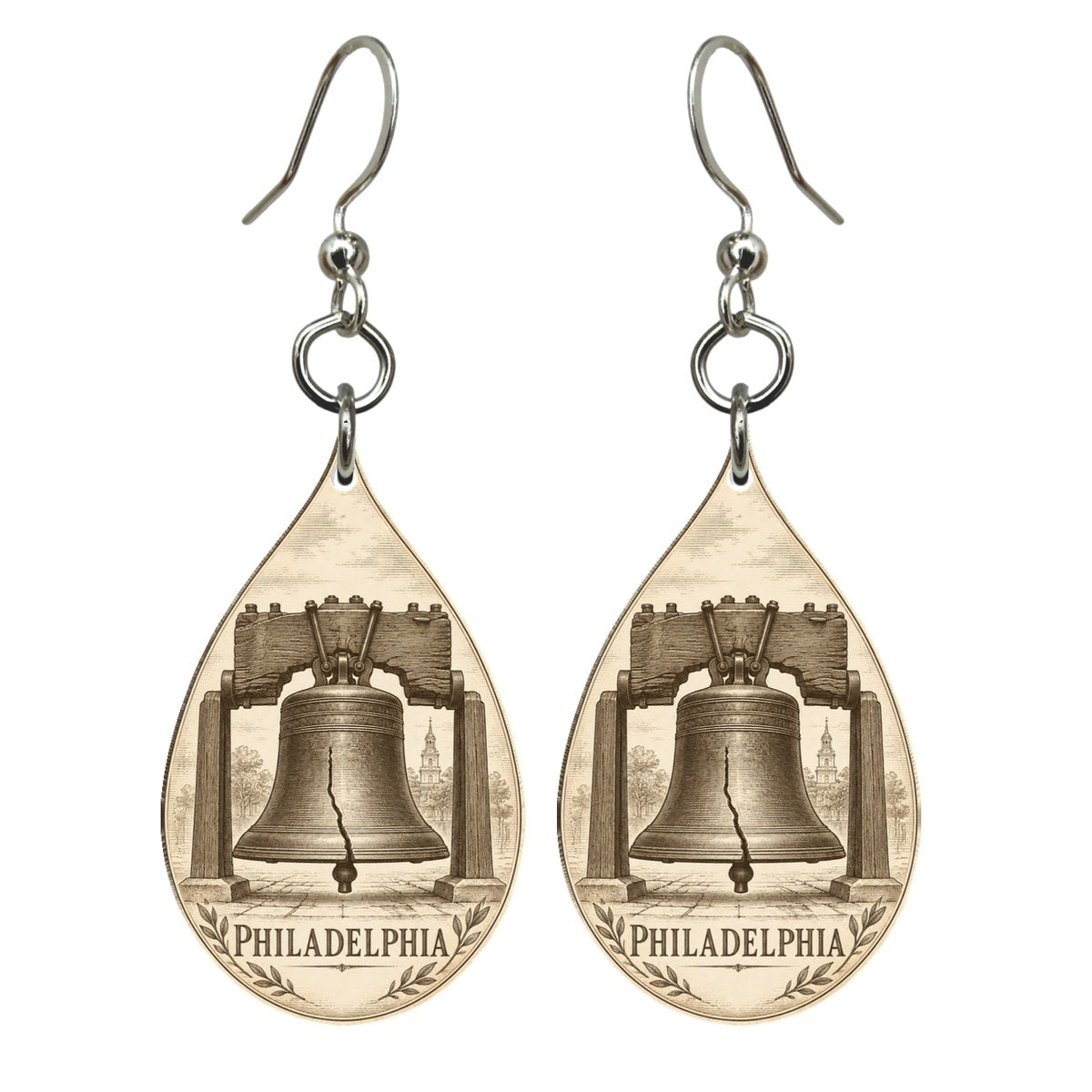 She's Choosing Philadelphia Earrings | Etching-Inspired Linework | S252