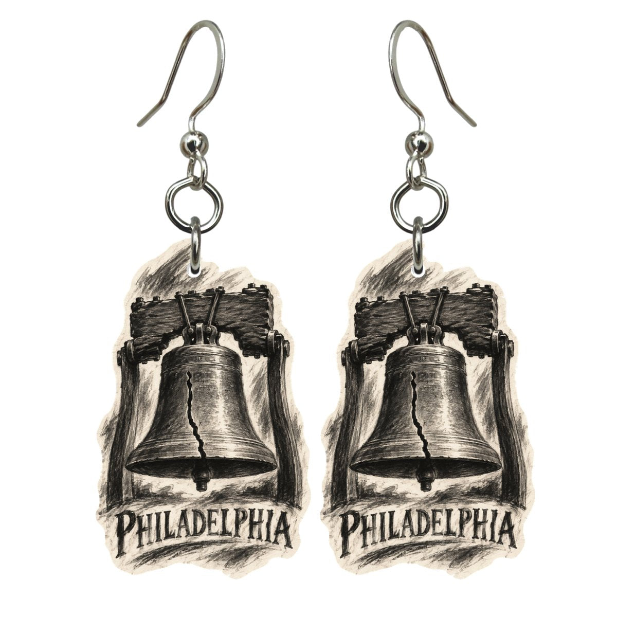 She's Choosing Philadelphia Earrings | Charcoal Gesture | S255