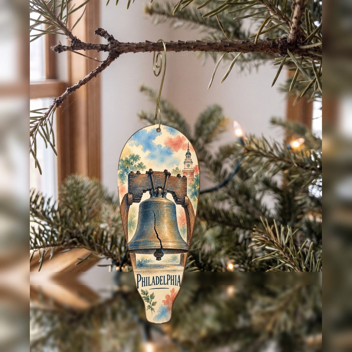 She's Choosing Philadelphia Ornament | Restrained Watercolor | S256-O