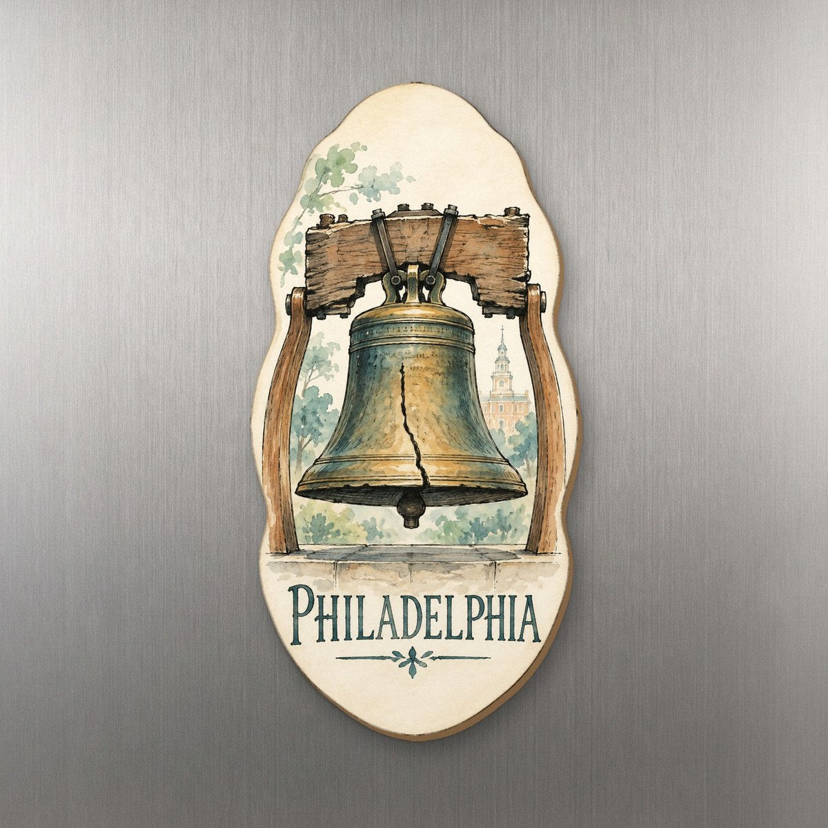 She's Choosing Philadelphia Magnet | Pen and Watercolor Wash | S257-M