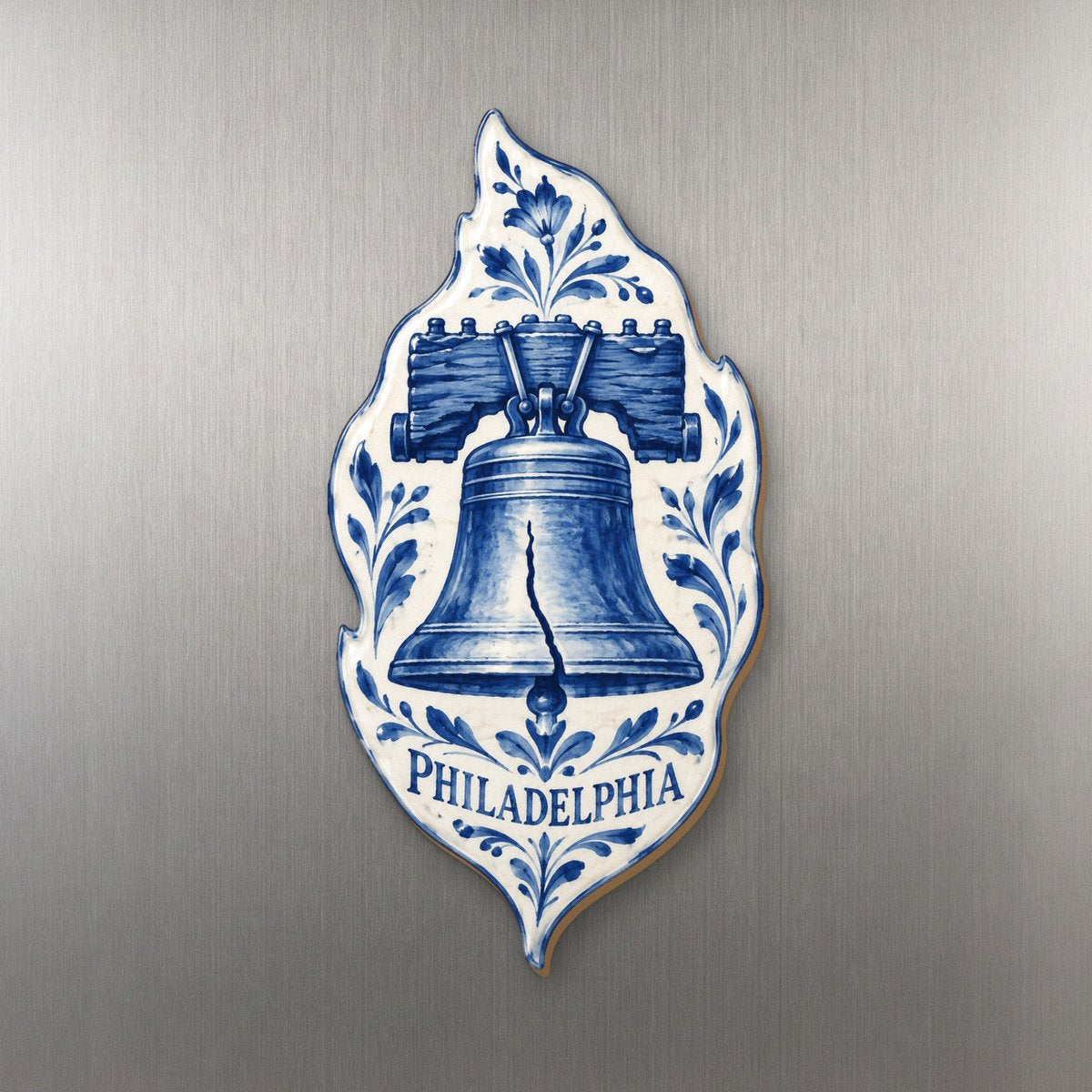She's Choosing Philadelphia Magnet | Blue-And-White Ceramic Illustration | S259-M