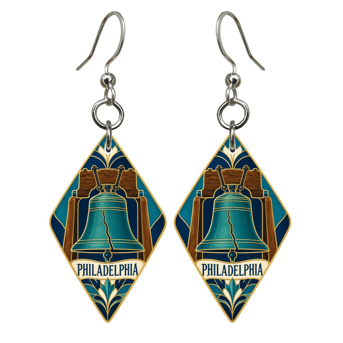 She's Choosing Philadelphia Earrings | Cloisonné-Inspired Graphic | S260