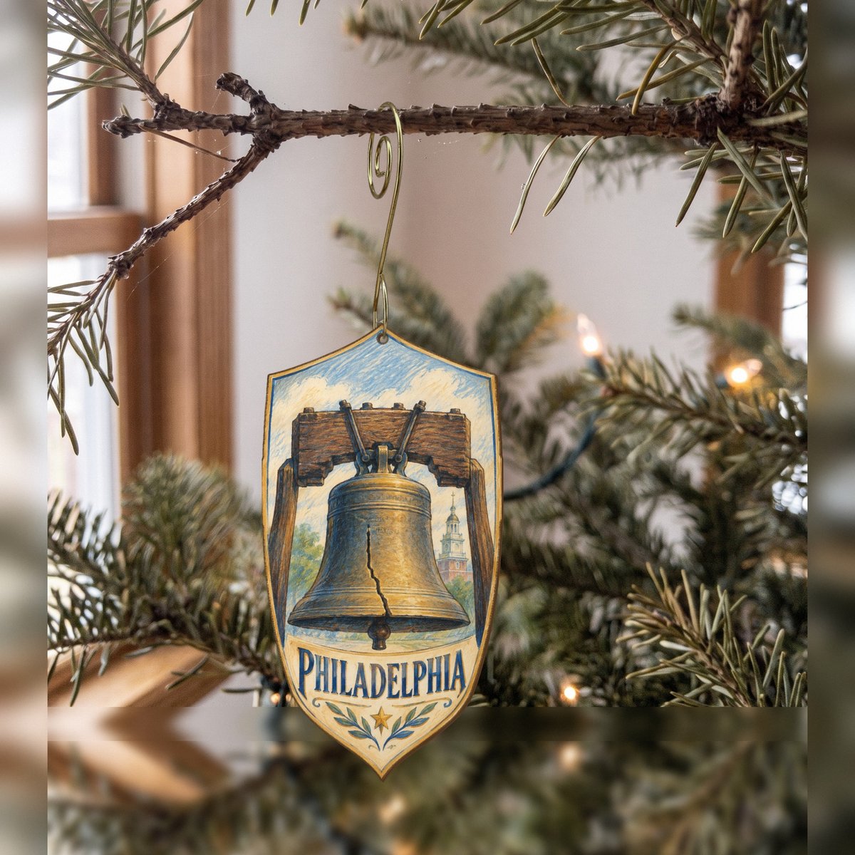 She's Choosing Philadelphia Ornament | Colored Pencil over Gouache | S262-O