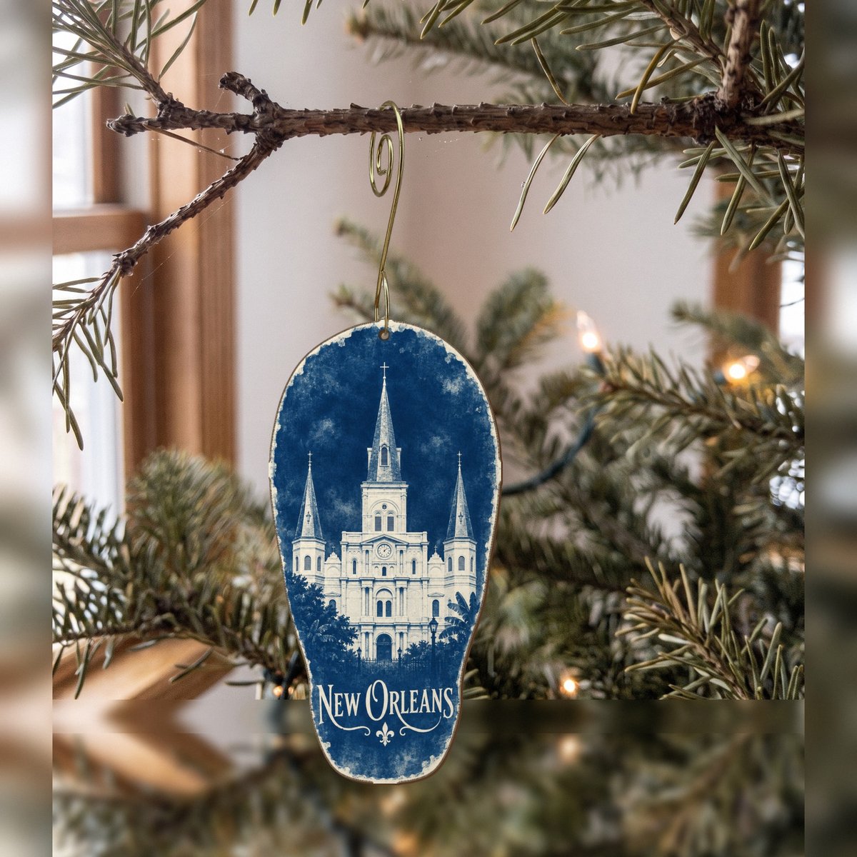 She's Choosing New Orleans Ornament | Cyanotype-Inspired | S269-O
