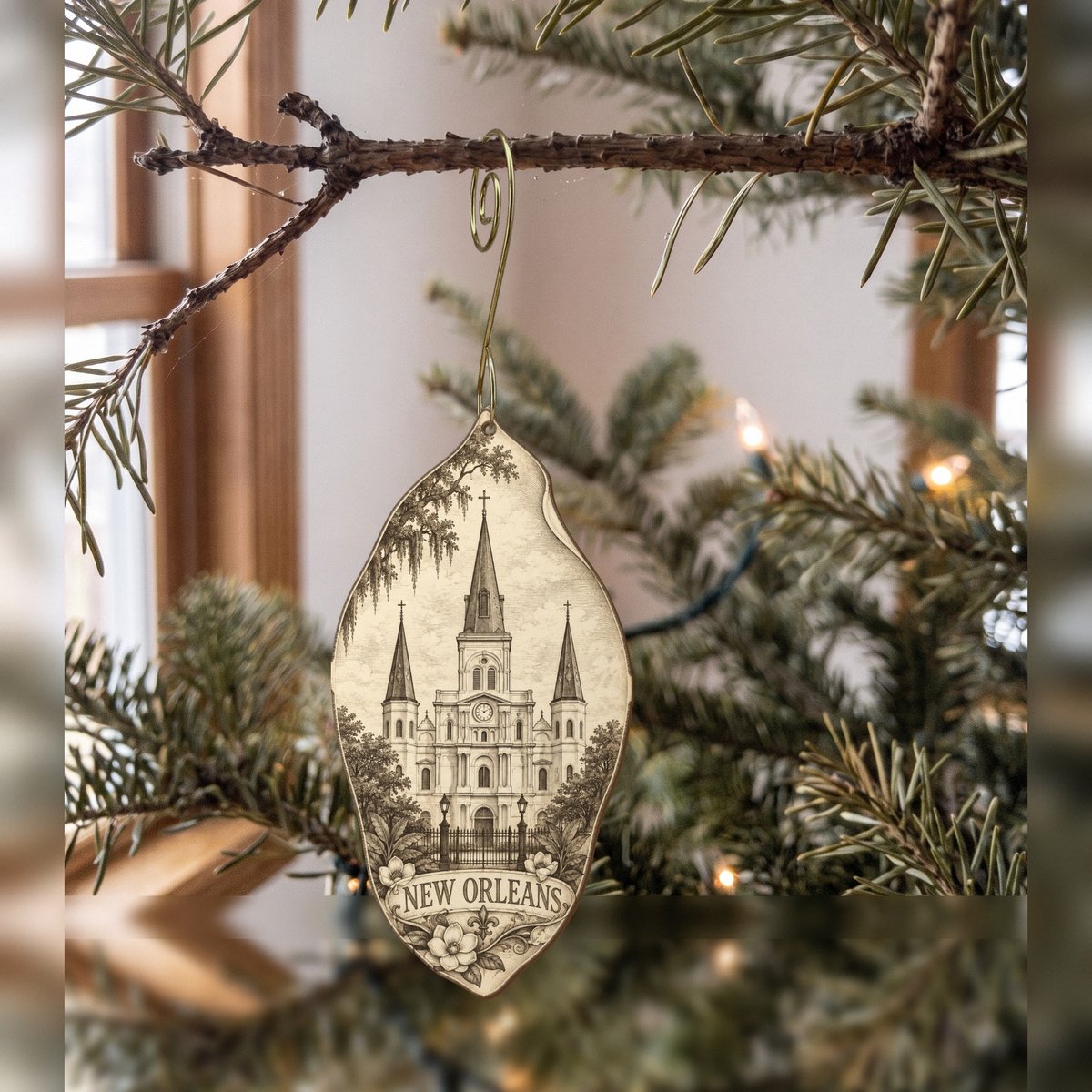 She's Choosing New Orleans Ornament | Etching-Inspired Linework | S270-O