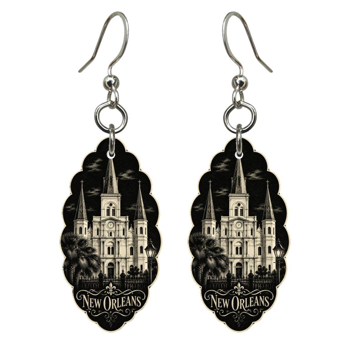 She's Choosing New Orleans Earrings | Scratchboard | S272