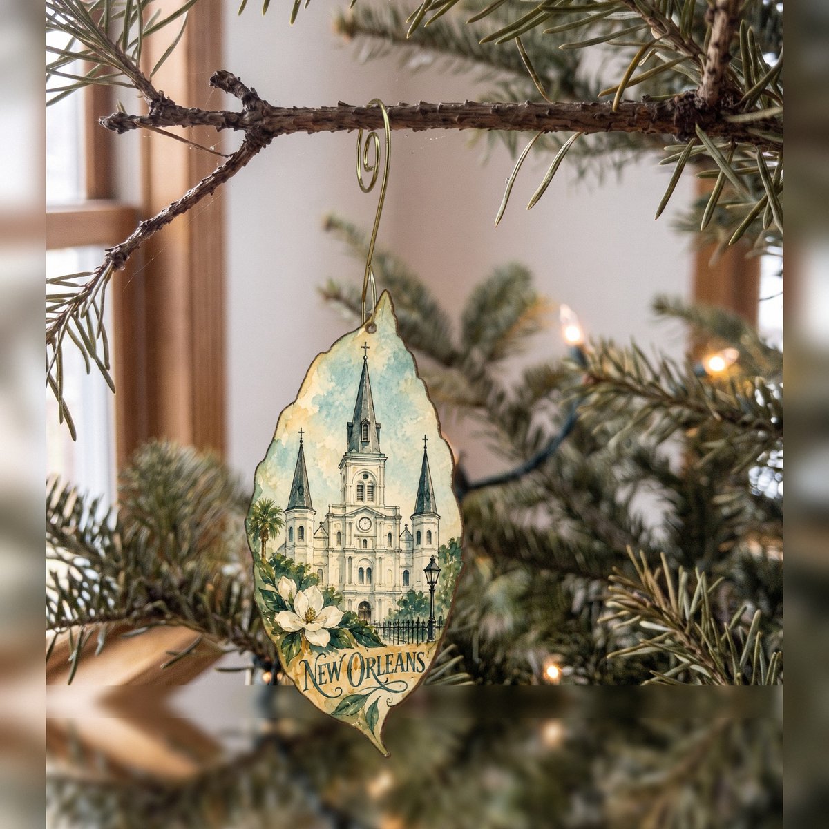 She's Choosing New Orleans Ornament | Pen and Watercolor Wash | S275-O