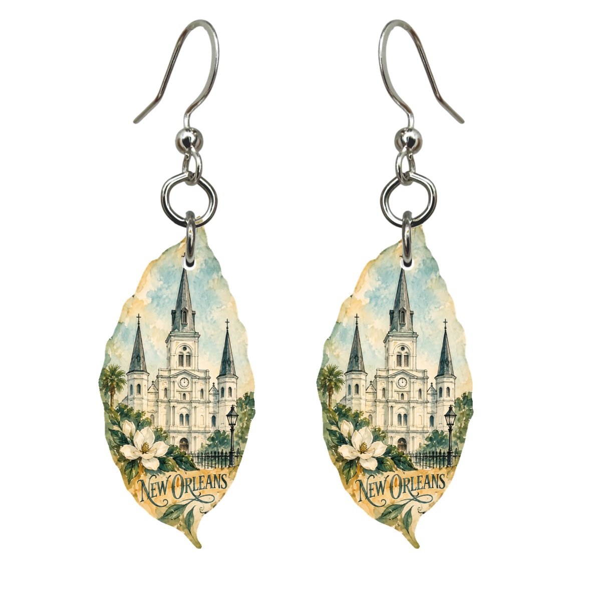She's Choosing New Orleans Earrings | Pen and Watercolor Wash | S275