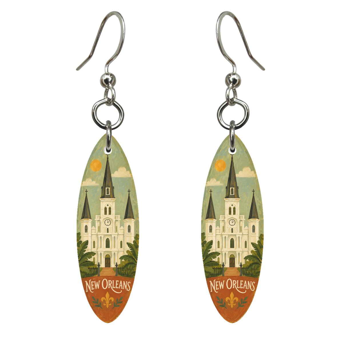 She's Choosing New Orleans Earrings | Naive Folk Painting | S276