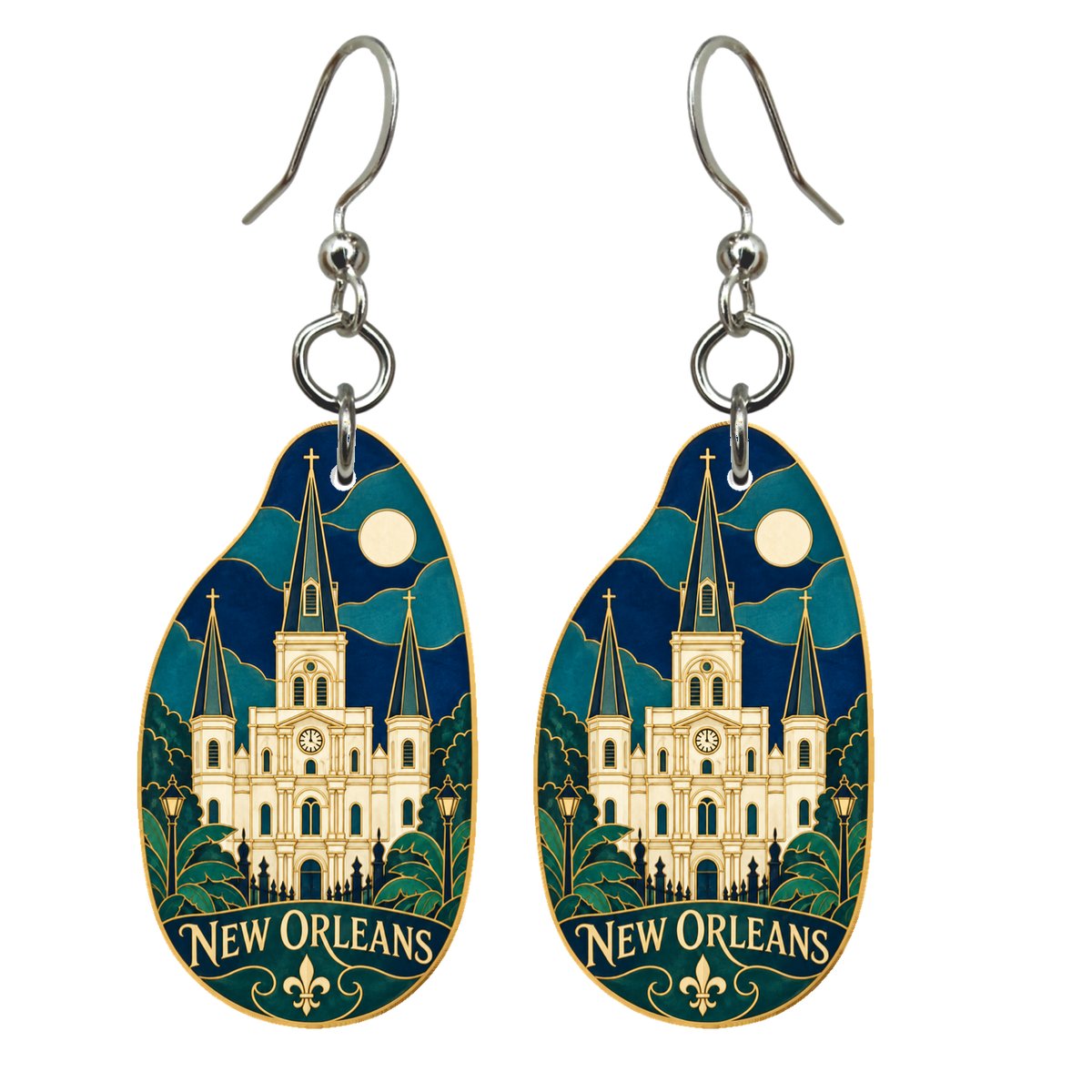 She's Choosing New Orleans Earrings | Cloisonné-Inspired Graphic | S278