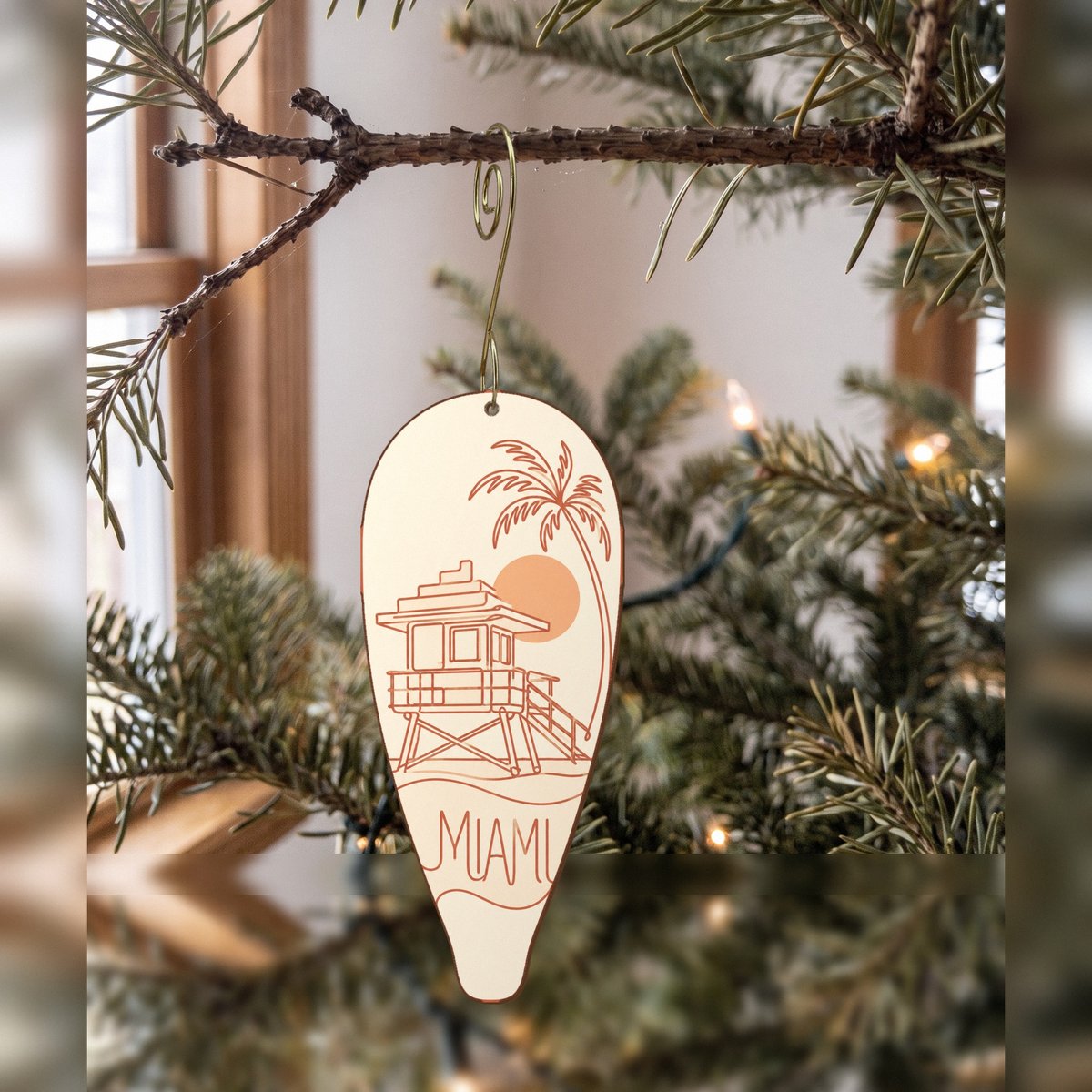 She's Choosing Miami Ornament | Continuous-Line Drawing | S282-O