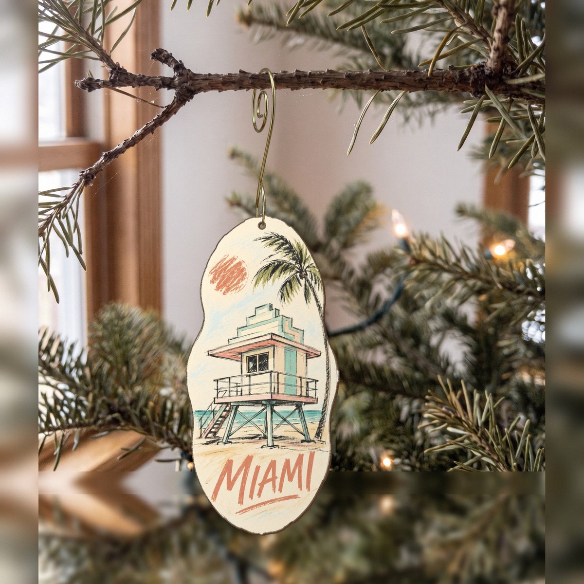 She's Choosing Miami Ornament | Loose Contour Sketch | S283-O