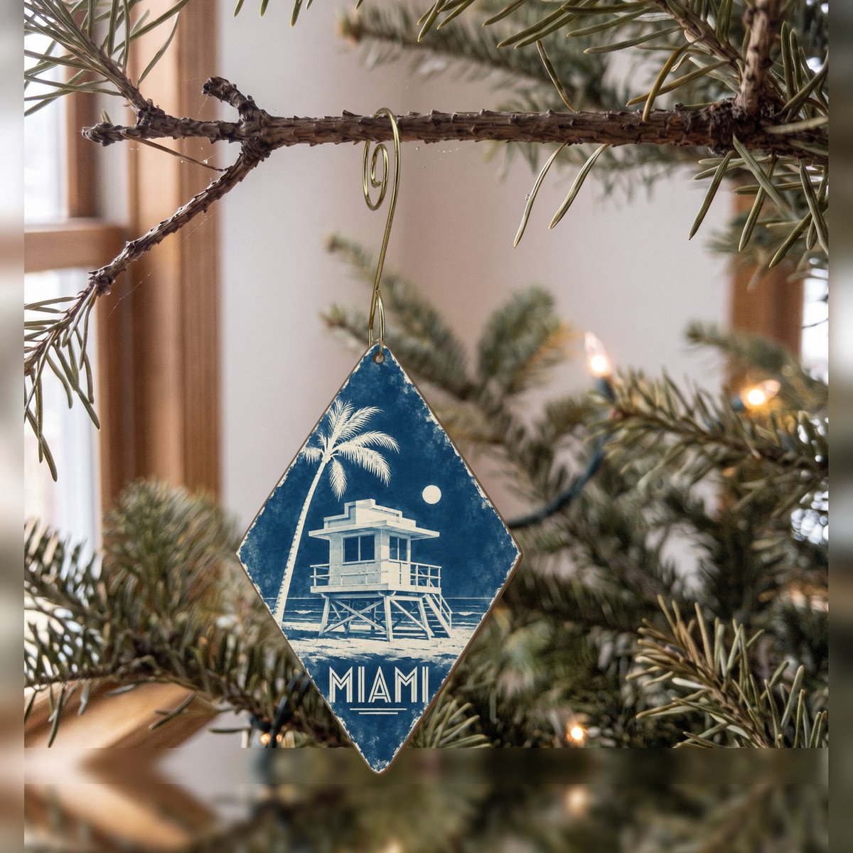 She's Choosing Miami Ornament | Cyanotype-Inspired | S287-O