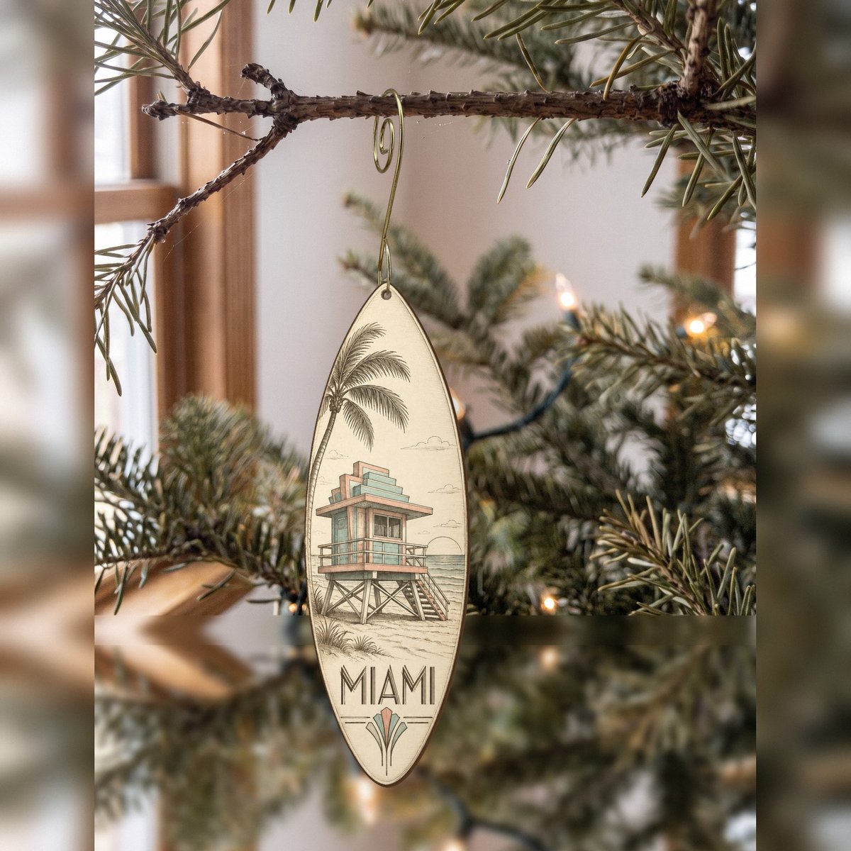 She's Choosing Miami Ornament | Etching-Inspired Linework | S288-O