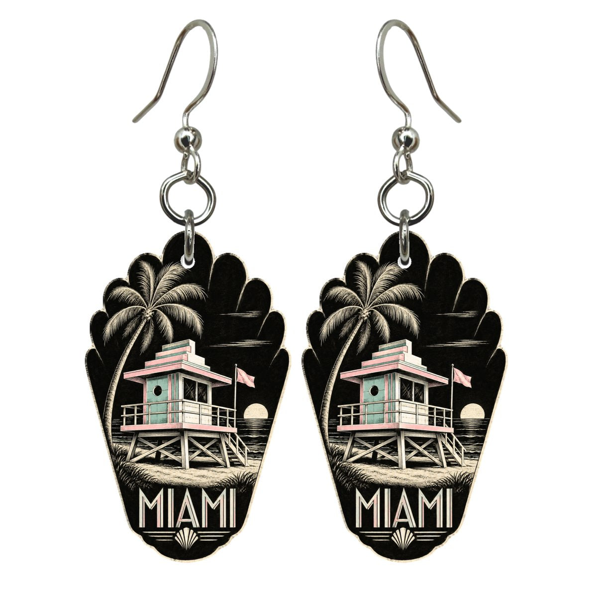 She's Choosing Miami Earrings | Scratchboard | S290