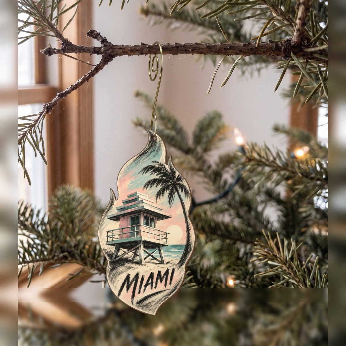 She's Choosing Miami Ornament | Charcoal Gesture | S291-O