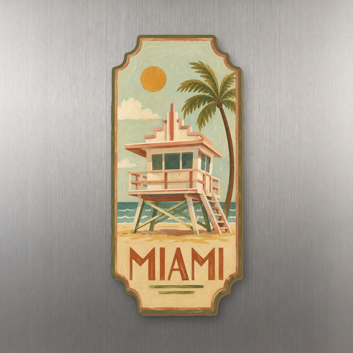 She's Choosing Miami Magnet | Naive Folk Painting | S294-M
