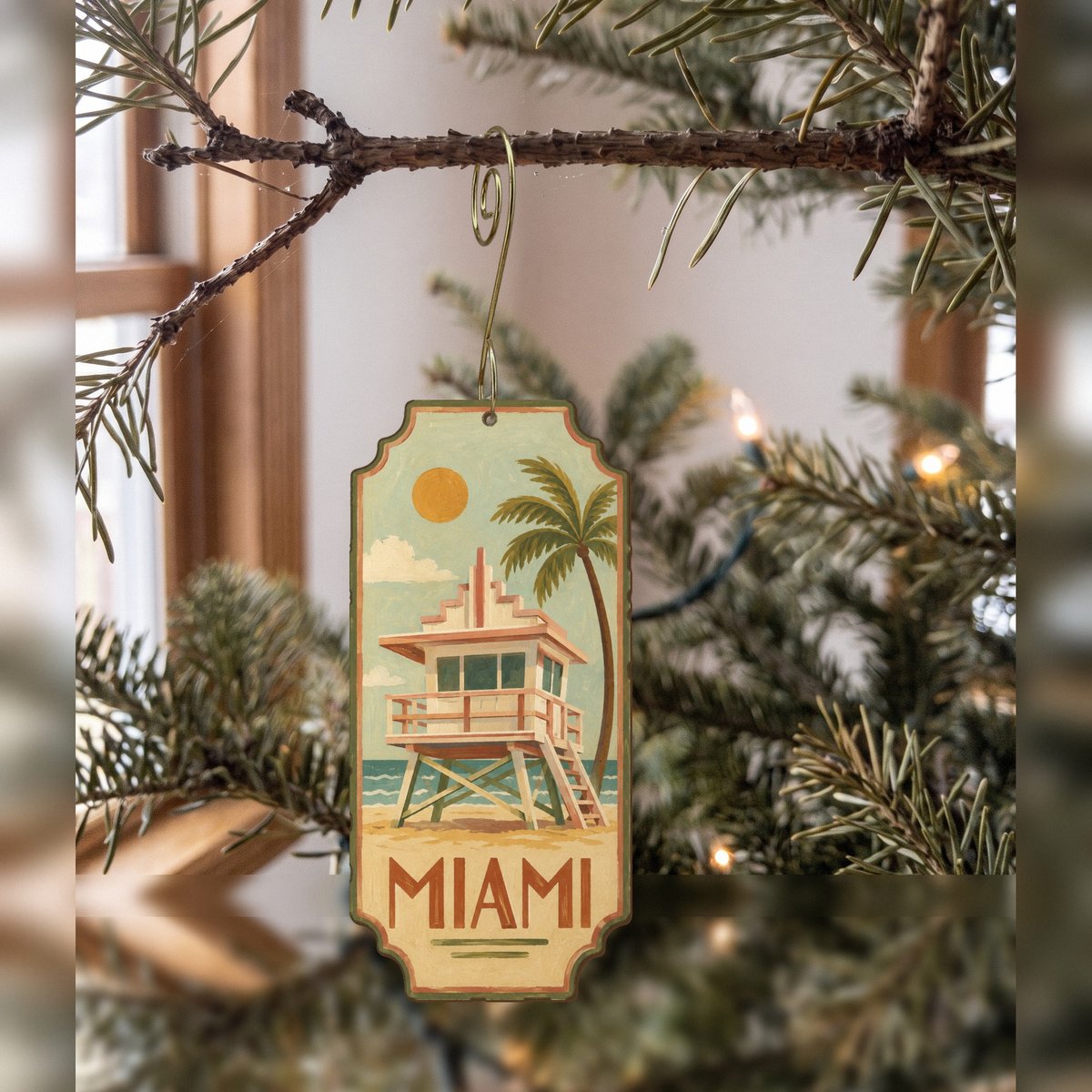 She's Choosing Miami Ornament | Naive Folk Painting | S294-O