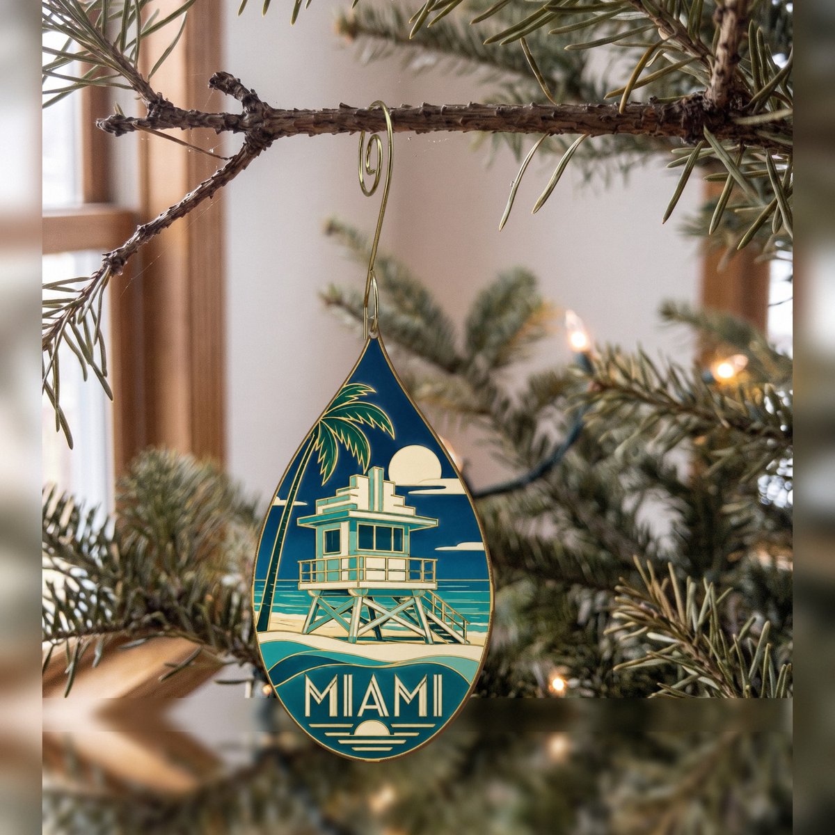 She's Choosing Miami Ornament | Cloisonné-Inspired Graphic | S296-O