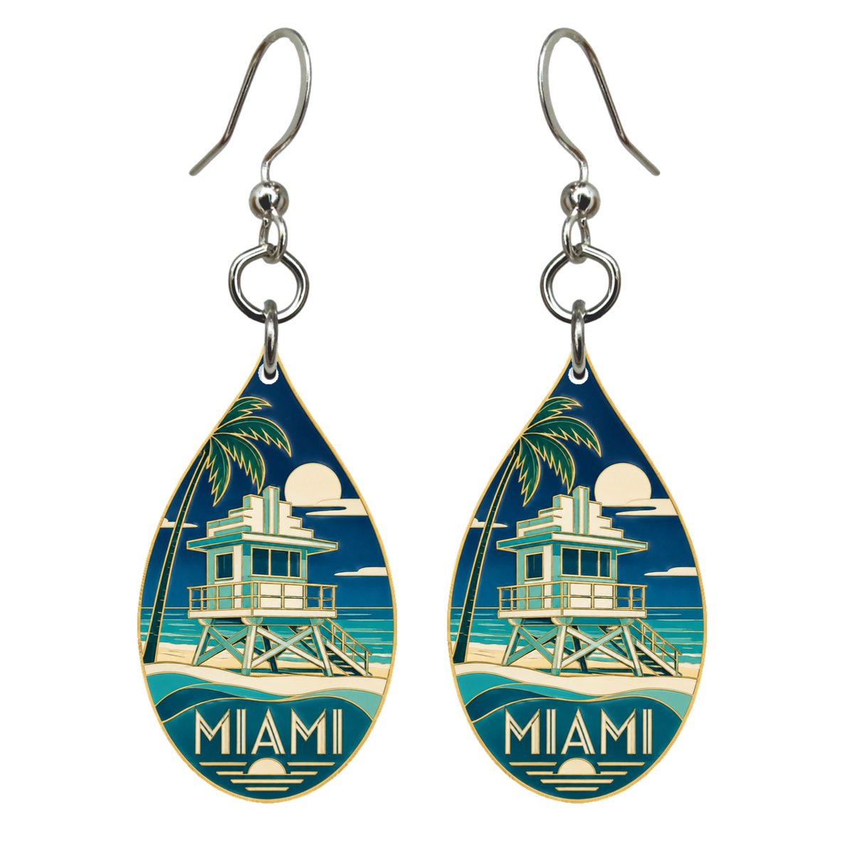 She's Choosing Miami Earrings | Cloisonné-Inspired Graphic | S296