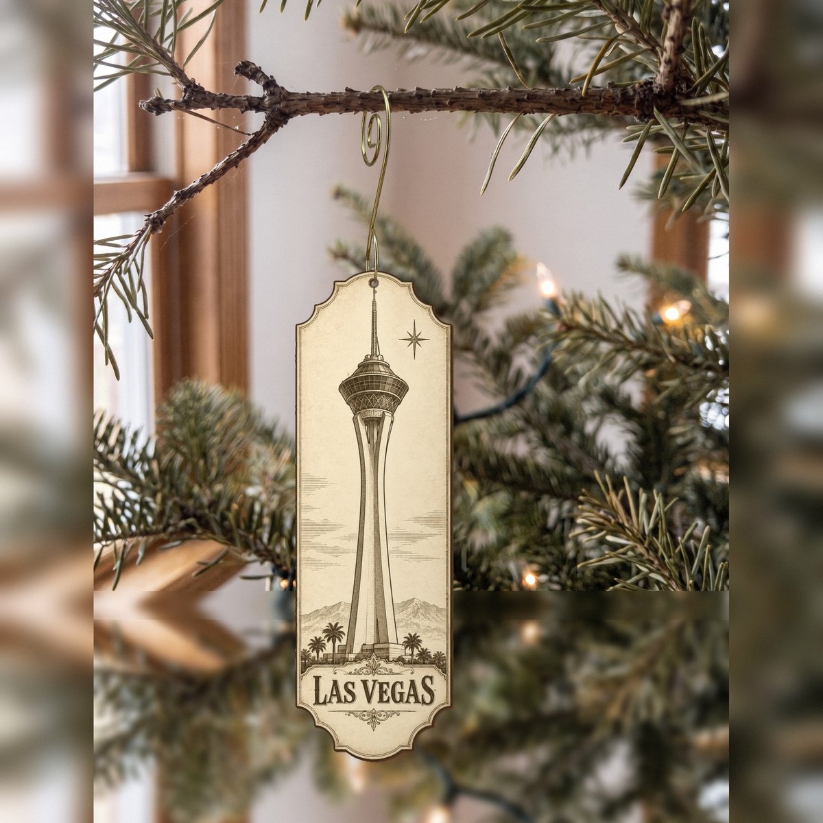 She's Choosing Las Vegas Ornament | Etching-Inspired Linework | S306-O
