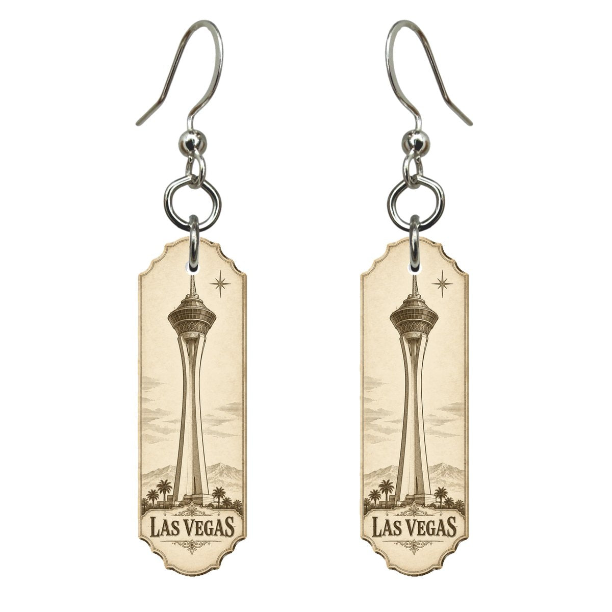 She's Choosing Las Vegas Earrings | Etching-Inspired Linework | S306