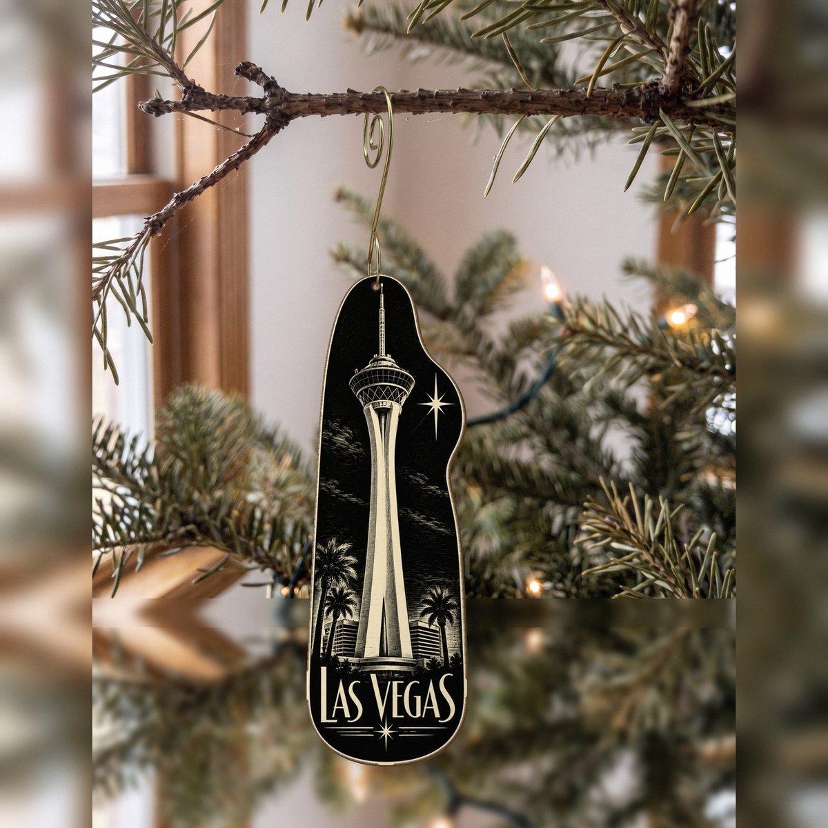 She's Choosing Las Vegas Ornament | Scratchboard | S308-O