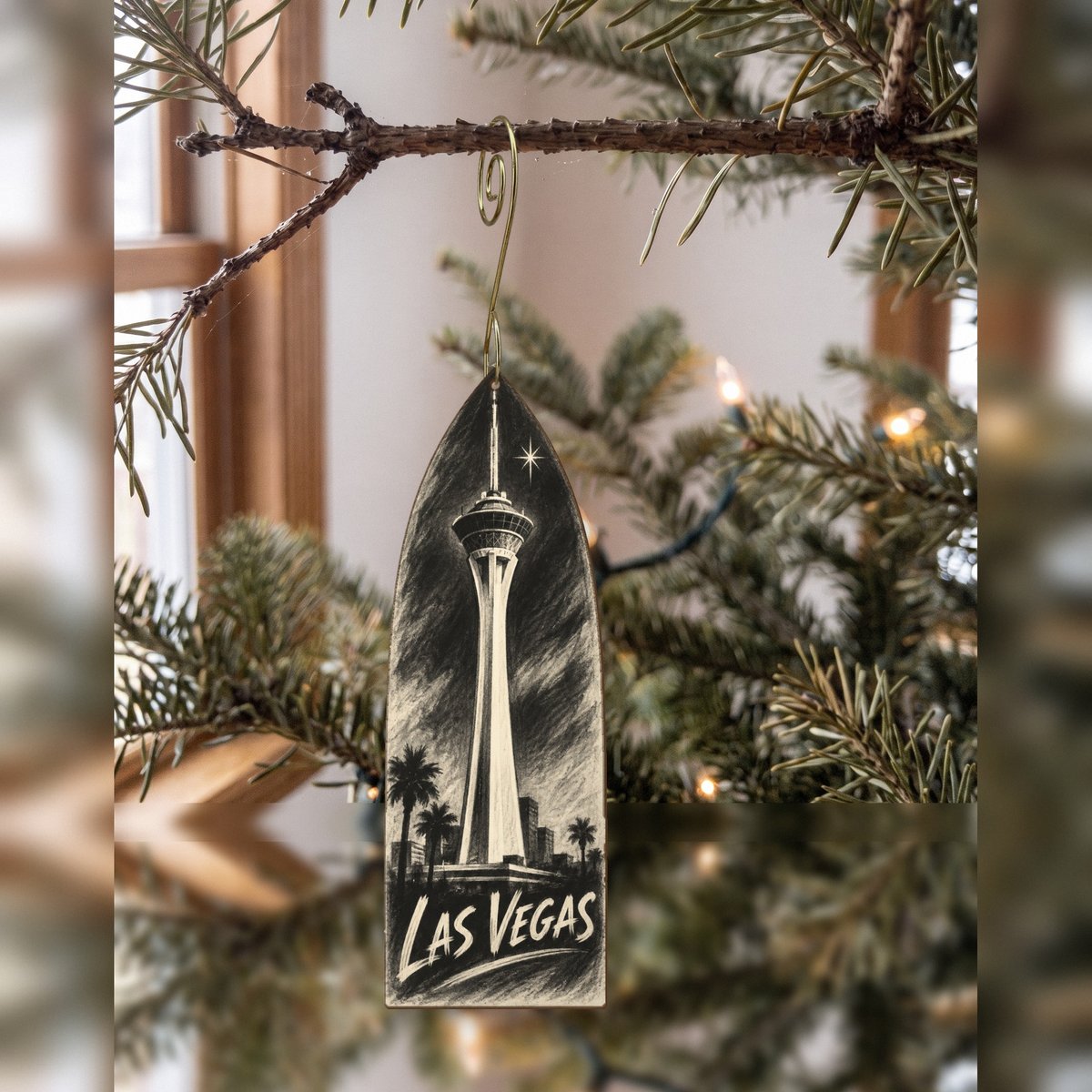 She's Choosing Las Vegas Ornament | Charcoal Gesture | S309-O