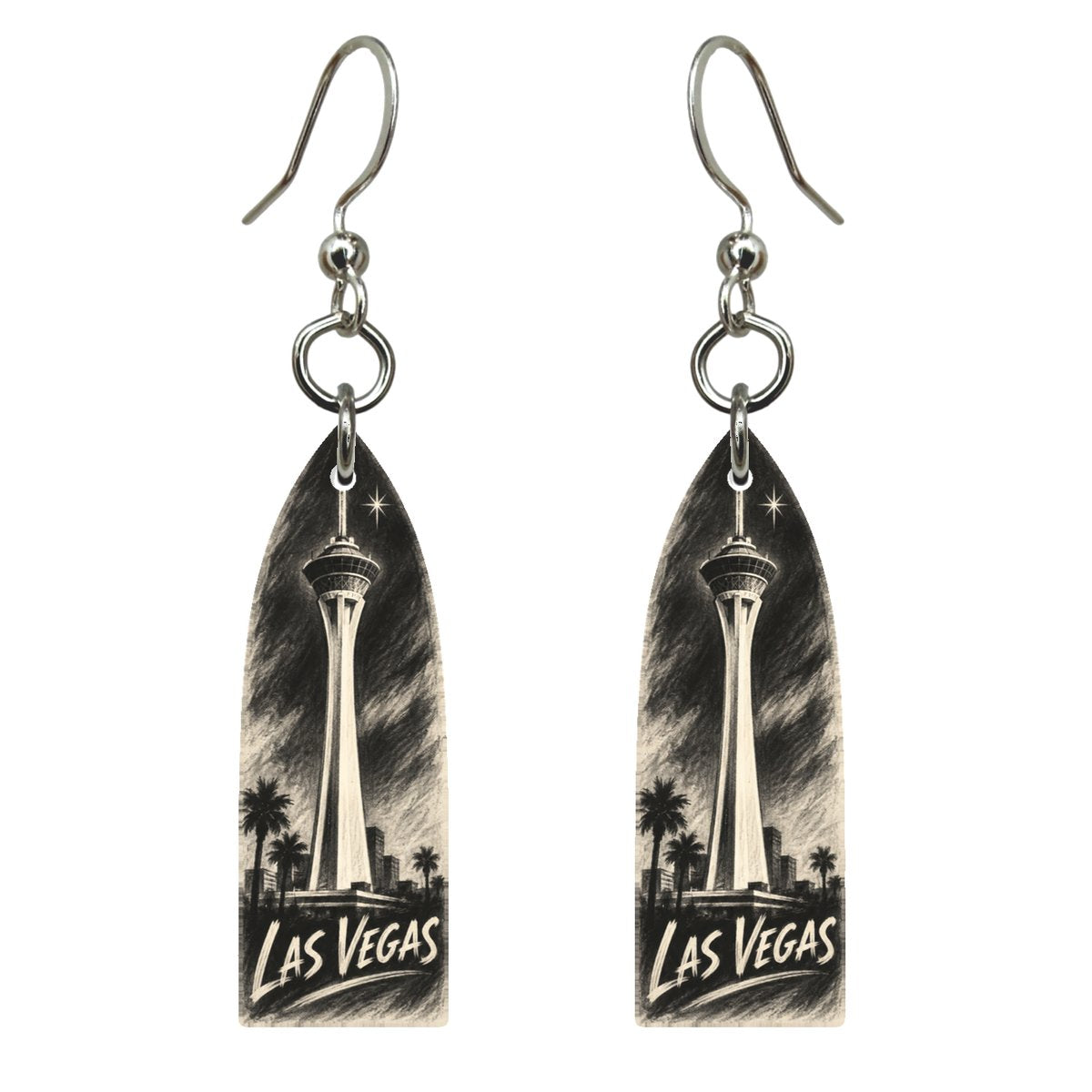 She's Choosing Las Vegas Earrings | Charcoal Gesture | S309