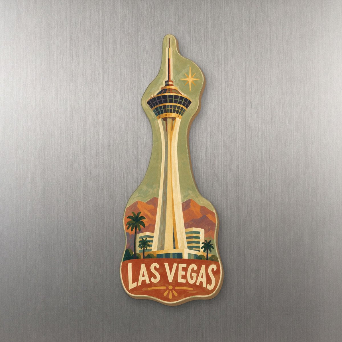 She's Choosing Las Vegas Magnet | Naive Folk Painting | S312-M
