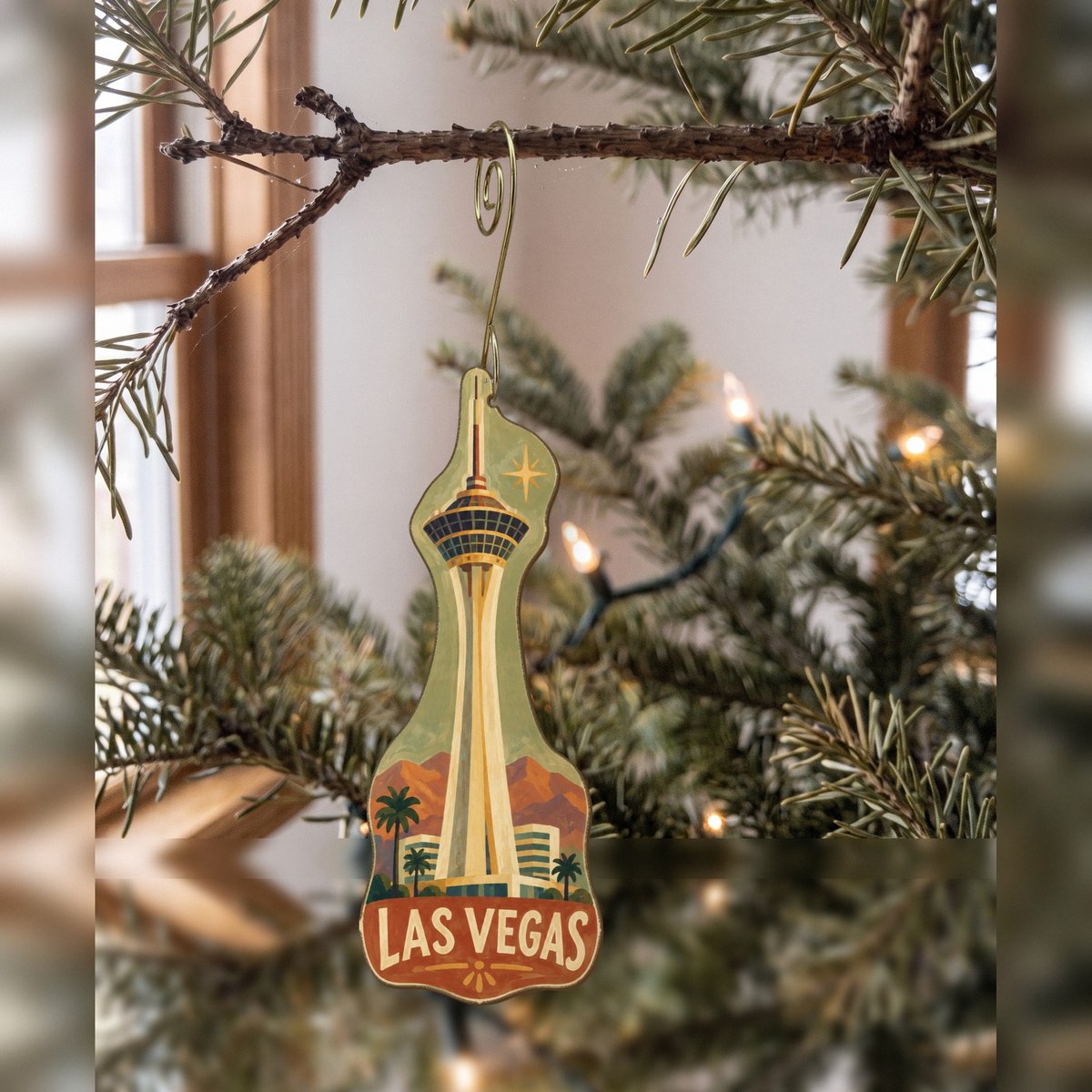 She's Choosing Las Vegas Ornament | Naive Folk Painting | S312-O
