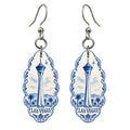 She's Choosing Las Vegas Earrings | Blue-And-White Ceramic Illustration | S313