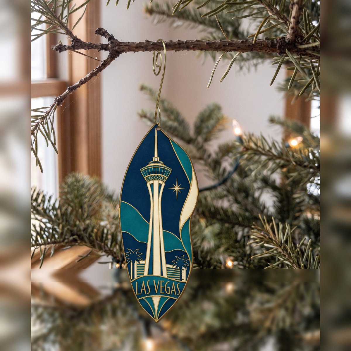 She's Choosing Las Vegas Ornament | Cloisonné-Inspired Graphic | S314-O