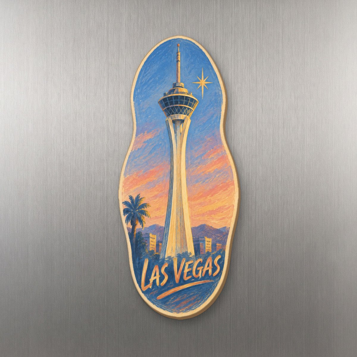 She's Choosing Las Vegas Magnet | Colored Pencil over Gouache | S316-M
