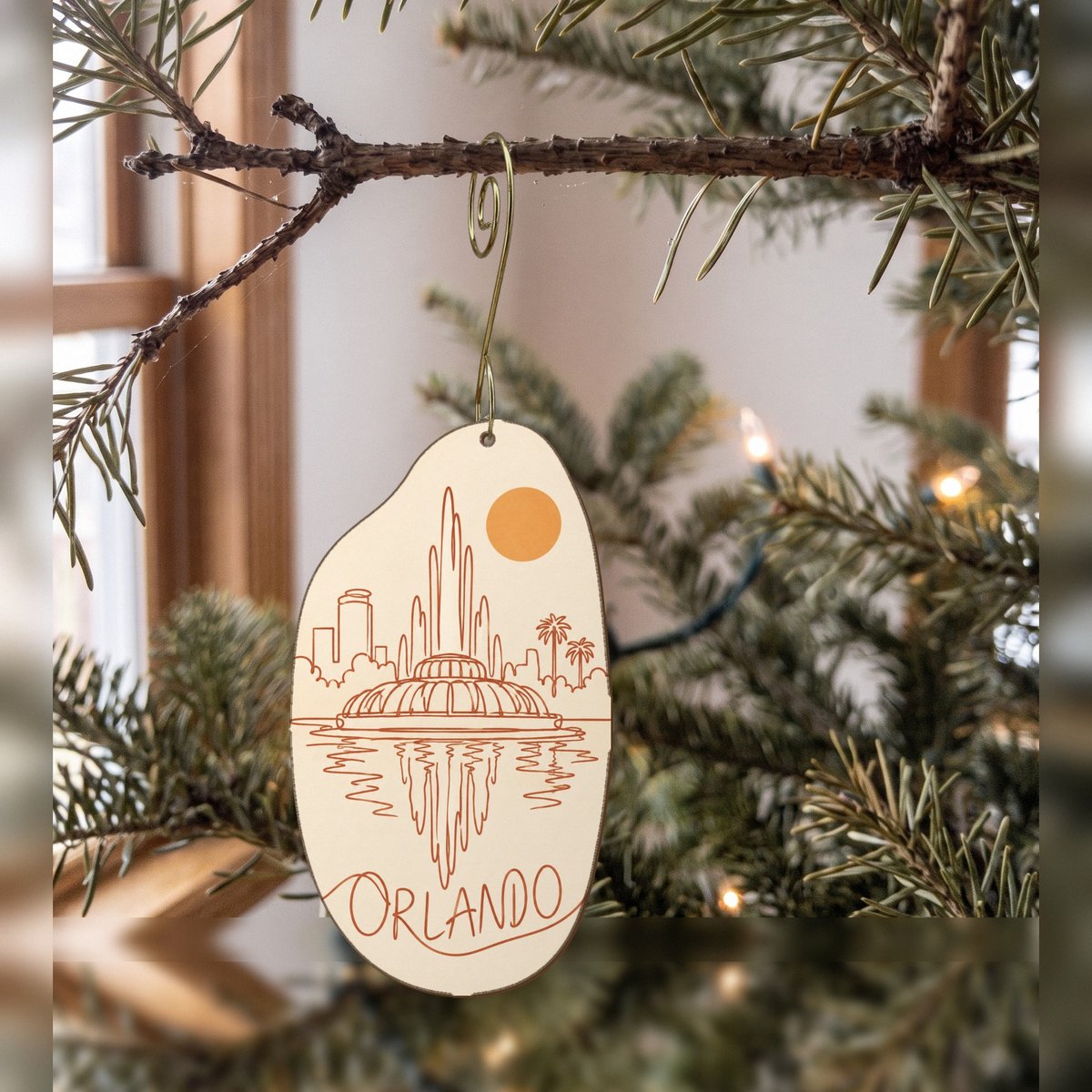 She's Choosing Orlando Ornament | Continuous-Line Drawing | S318-O