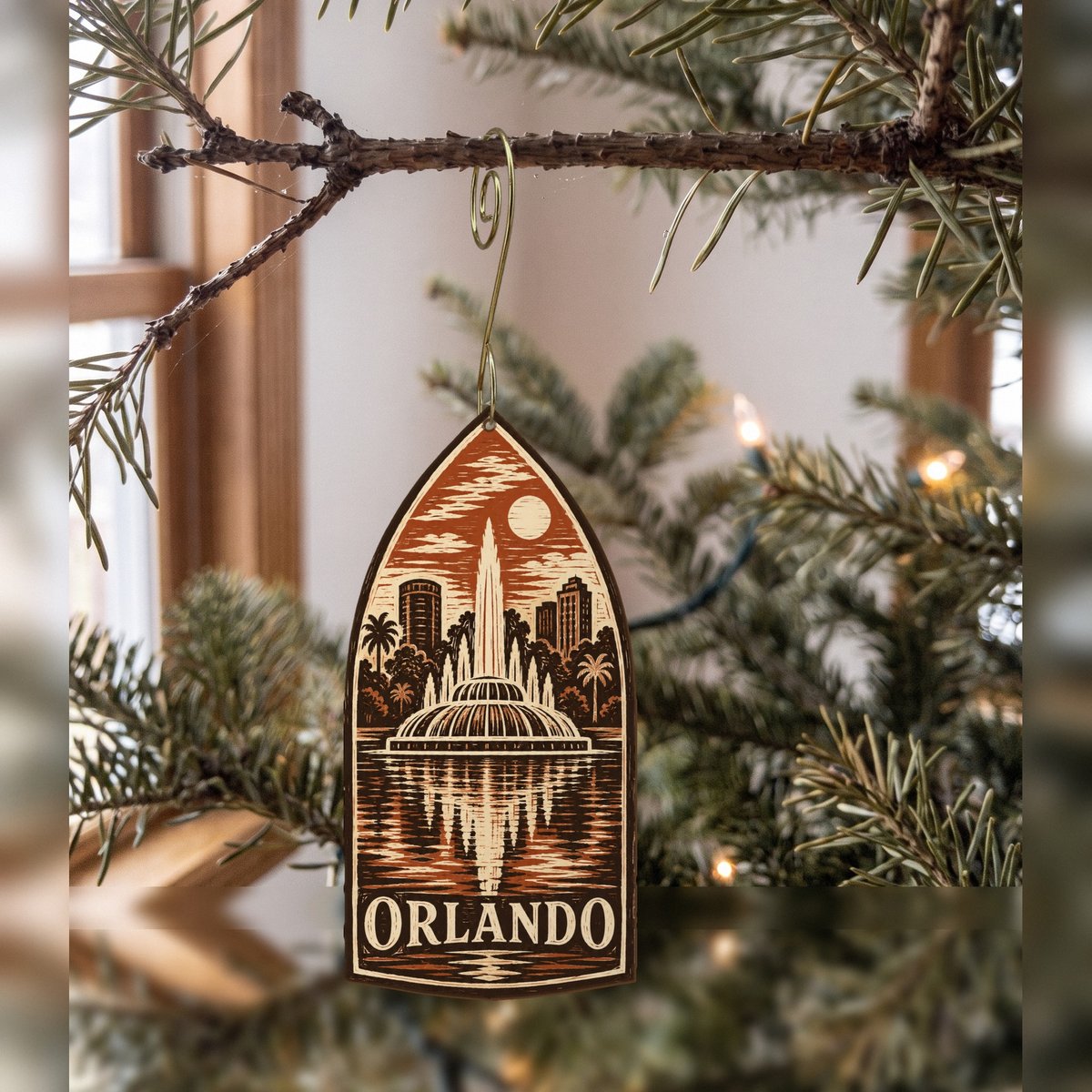 She's Choosing Orlando Ornament | Woodcut | S322-O