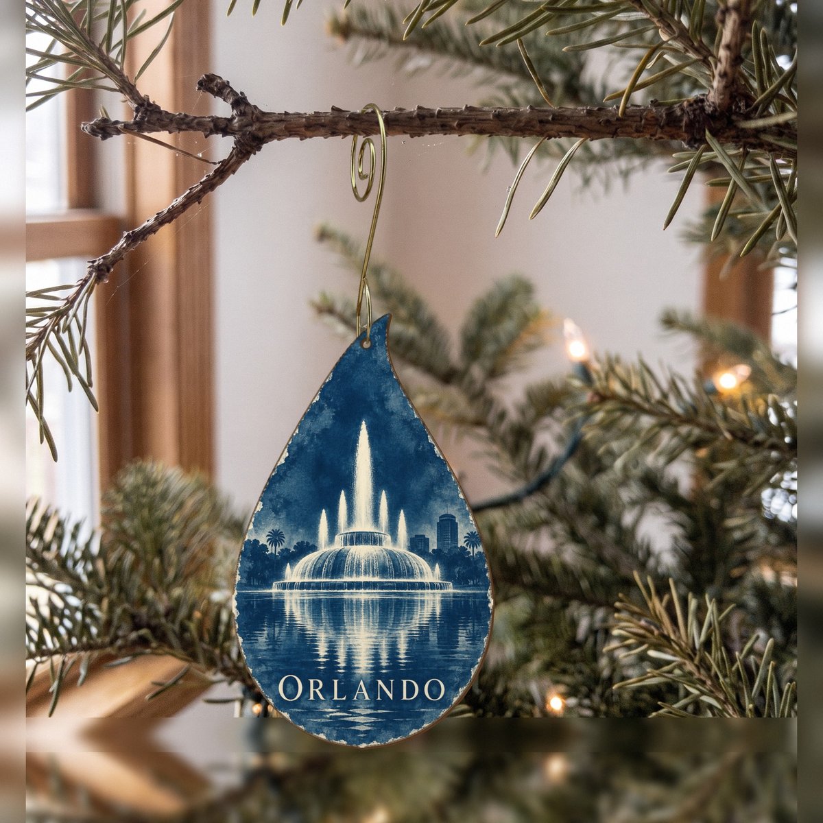She's Choosing Orlando Ornament | Cyanotype-Inspired | S323-O