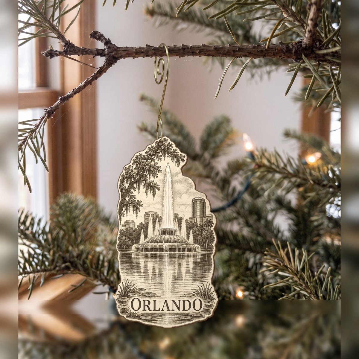 She's Choosing Orlando Ornament | Etching-Inspired Linework | S324-O