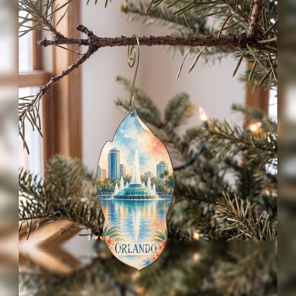 She's Choosing Orlando Ornament | Restrained Watercolor | S328-O