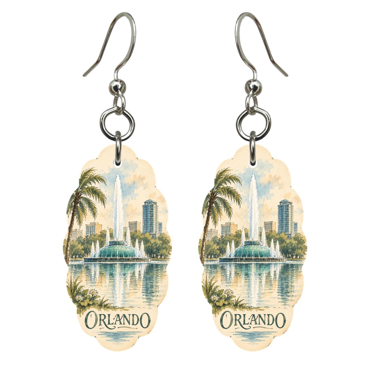 She's Choosing Orlando Earrings | Pen and Watercolor Wash | S329