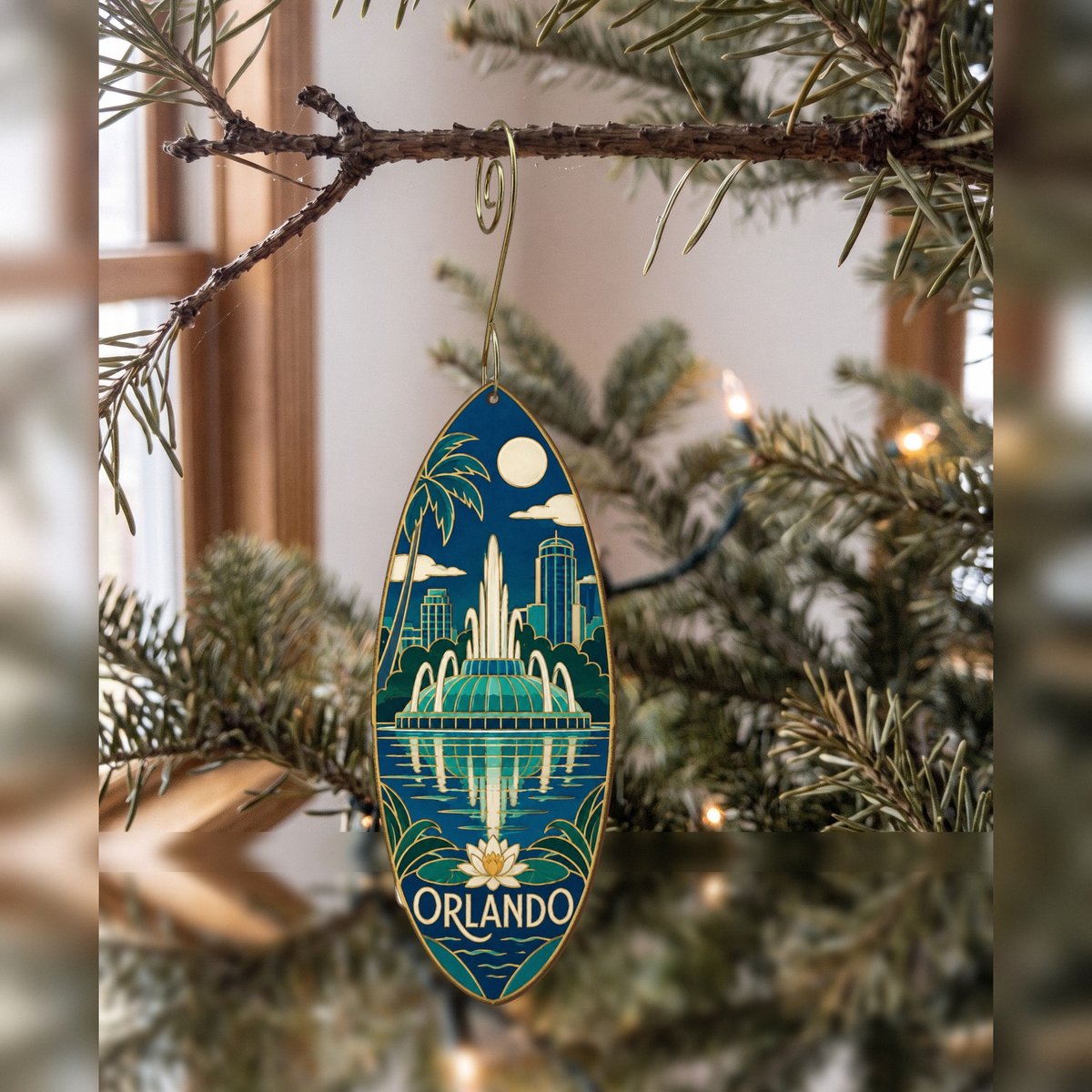 She's Choosing Orlando Ornament | Cloisonné-Inspired Graphic | S332-O