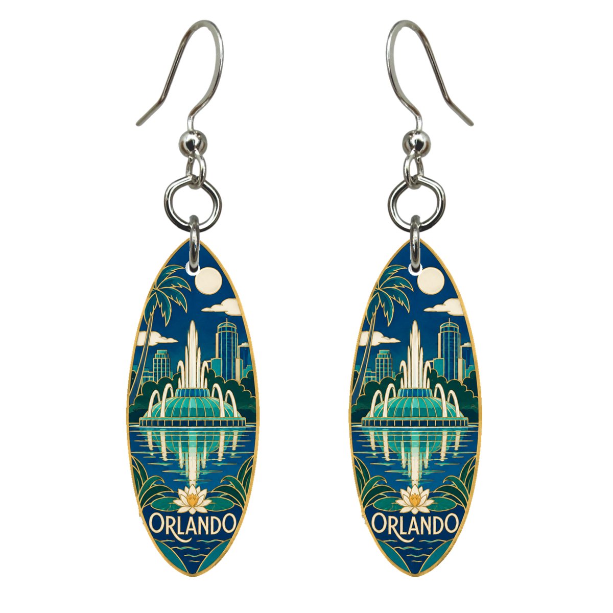 She's Choosing Orlando Earrings | Cloisonné-Inspired Graphic | S332
