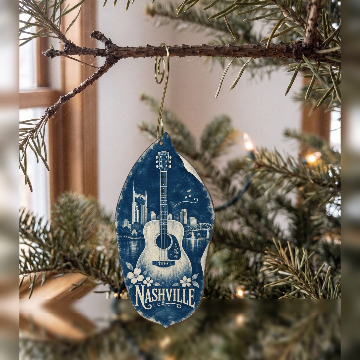 She's Choosing Nashville Ornament | Cyanotype-Inspired | S341-O