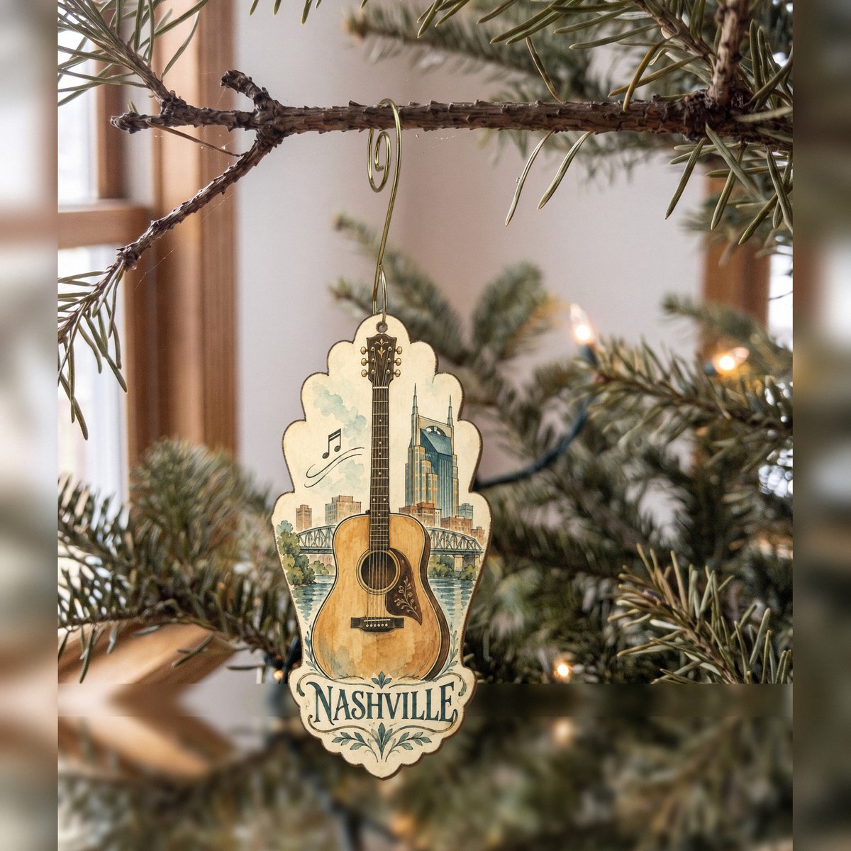 She's Choosing Nashville Ornament | Pen and Watercolor Wash | S347-O