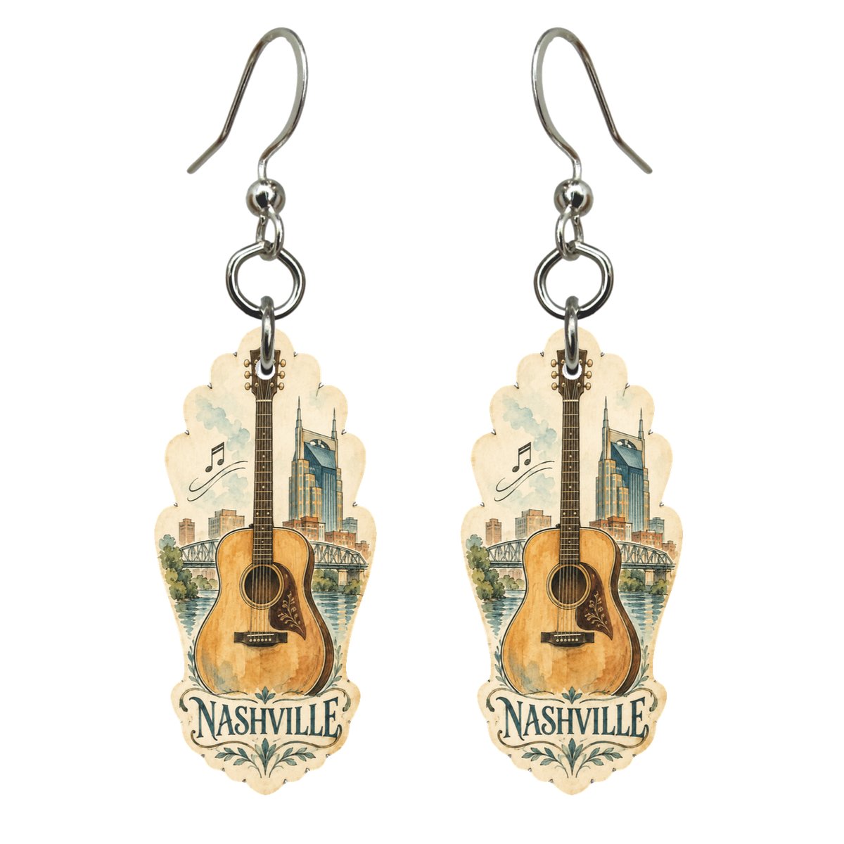 She's Choosing Nashville Earrings | Pen and Watercolor Wash | S347