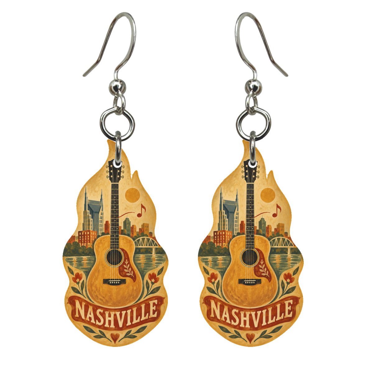 She's Choosing Nashville Earrings | Naive Folk Painting | S348