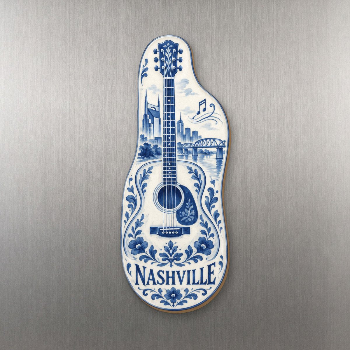 She's Choosing Nashville Magnet | Blue-And-White Ceramic Illustration | S349-M