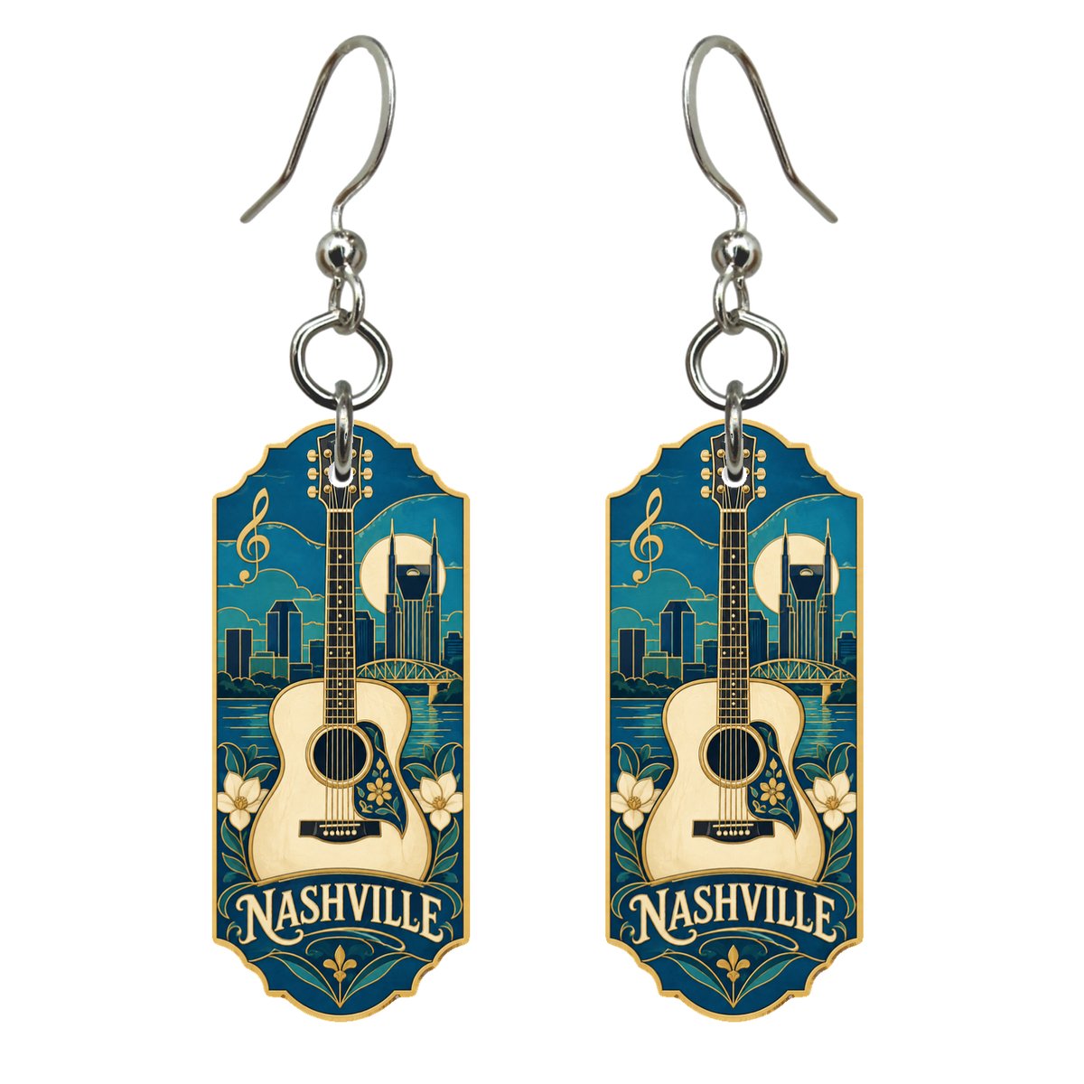 She's Choosing Nashville Earrings | Cloisonné-Inspired Graphic | S350